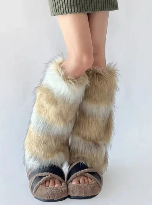 Free Shipping For 'Beasts' Aliyah Core Fluffy Vegan Faux Fur Leg Warmers