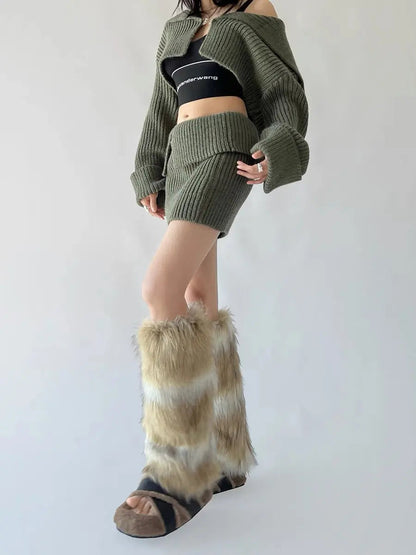 Free Shipping For 'Beasts' Aliyah Core Fluffy Vegan Faux Fur Leg Warmers