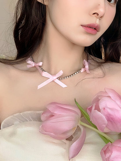 Free Shipping For 'Bedtime Angel' Coquette Bowtie Choker Necklace