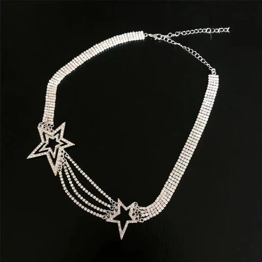 Free Shipping For 'Big Star' Rhinestone Sequins y2k Choker Necklace