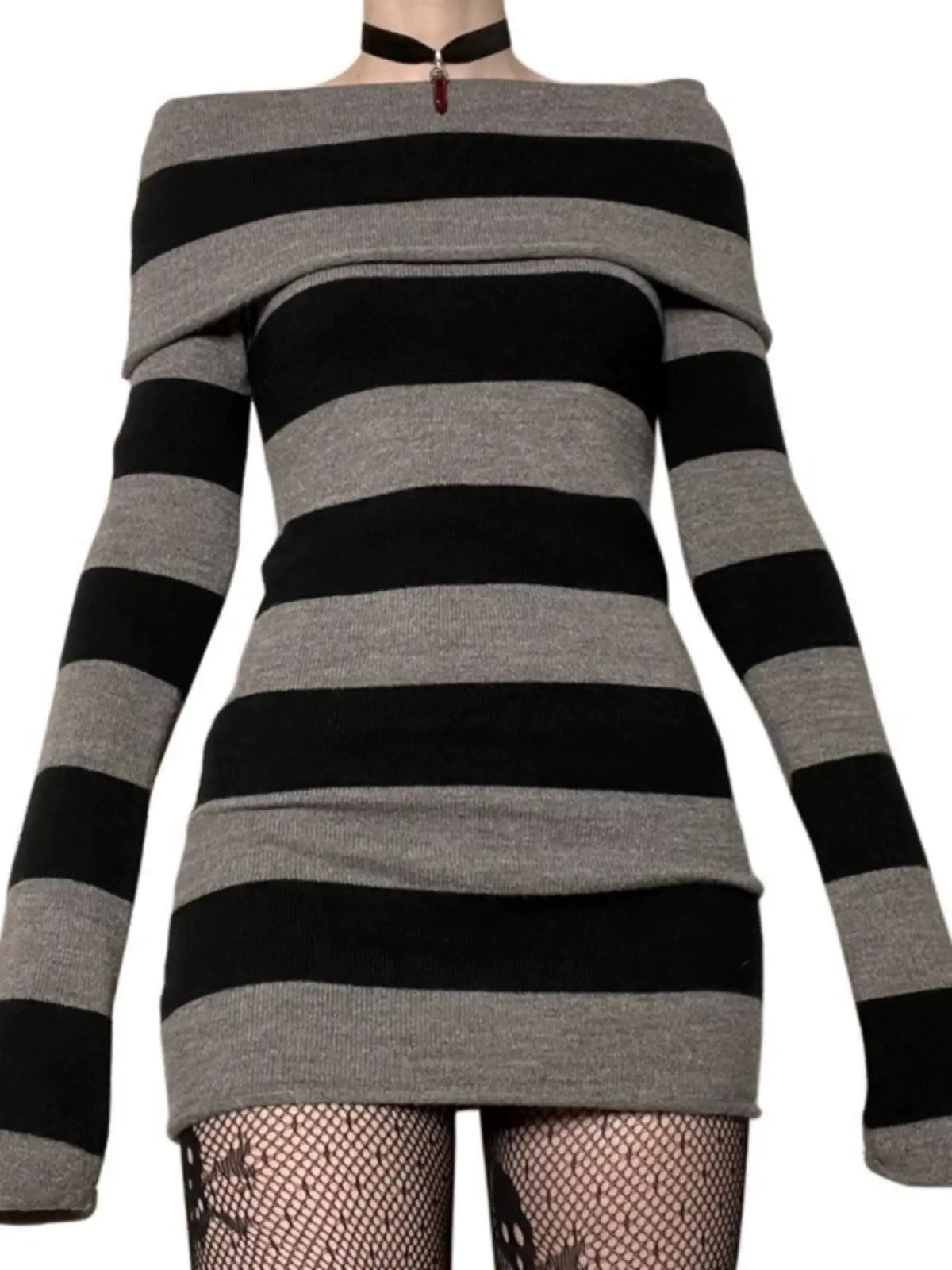 Free Shipping For 'Bingo' Striped Shoulder-Off Dress