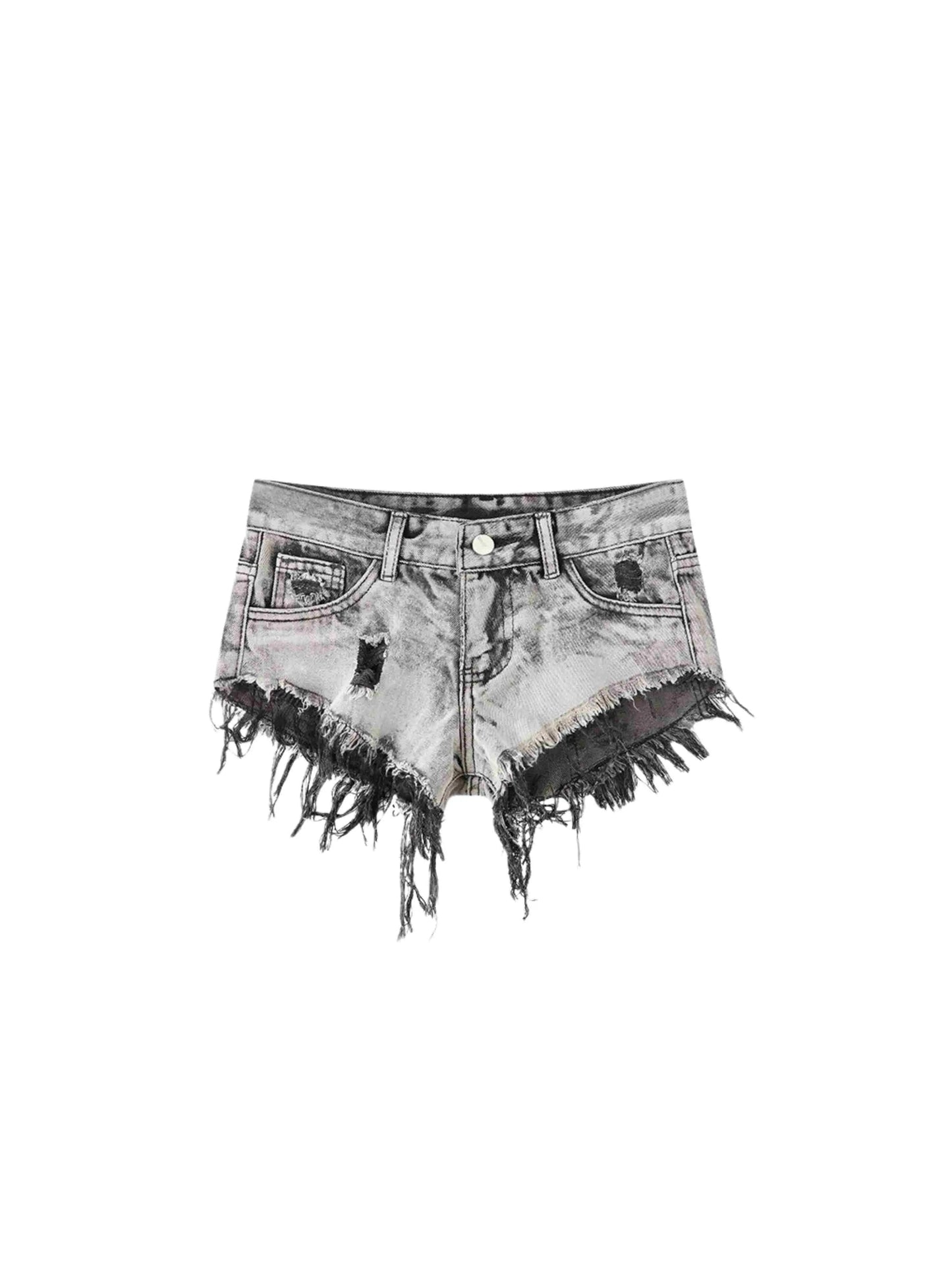 Free Shipping For 'Black Flame' Wasteland Punk  Distressed Ripped Denim Shorts