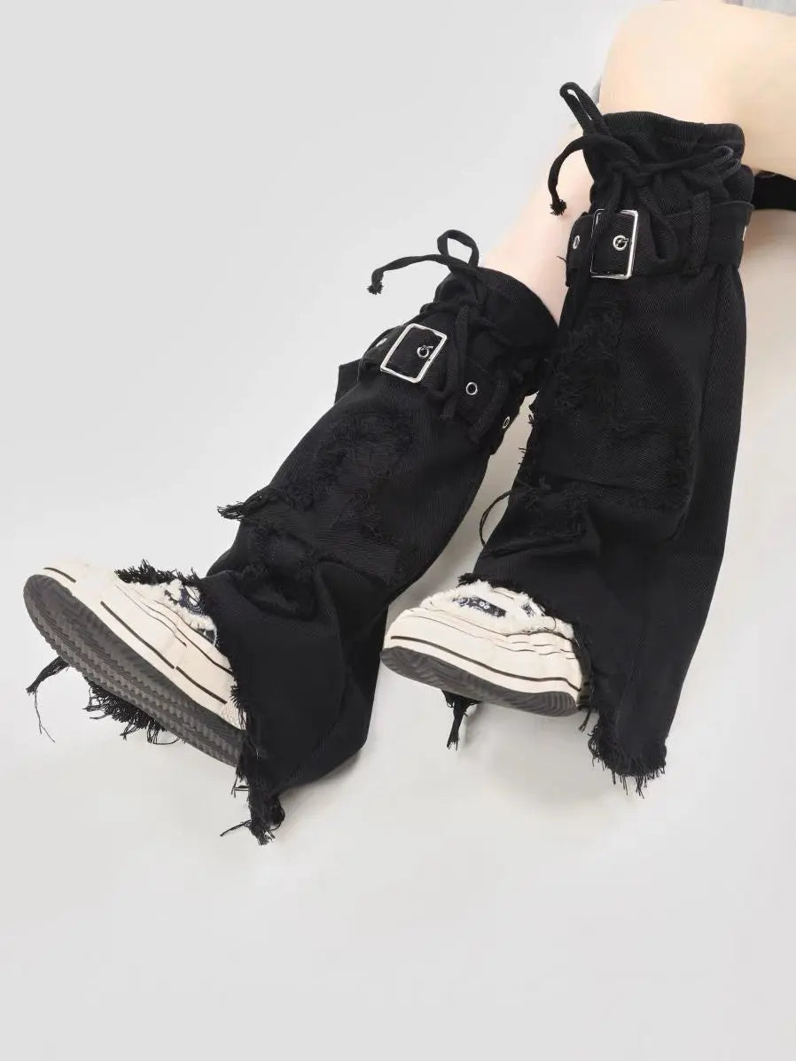 Free Shipping For 'Black Jeans' Grunge Ripped Denim Leg Warmers