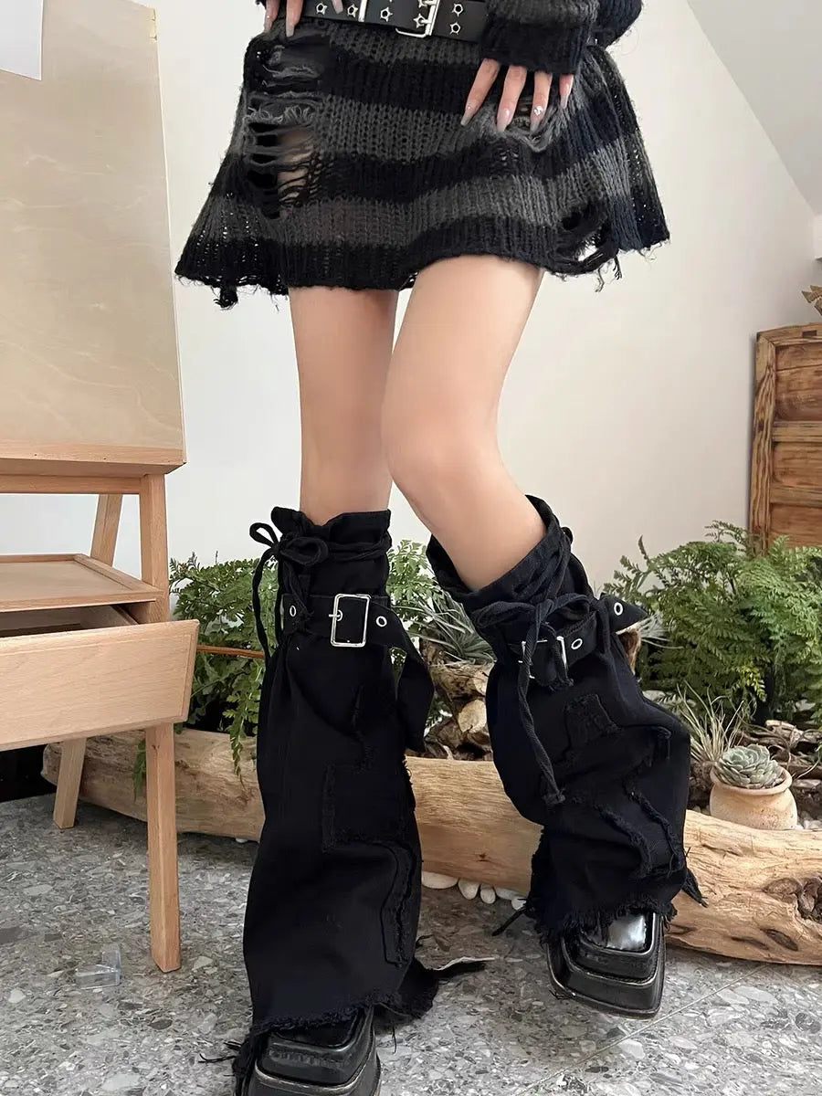 Free Shipping For 'Black Jeans' Grunge Ripped Denim Leg Warmers