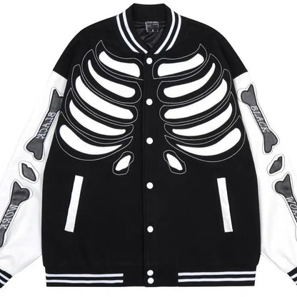 Free Shipping For 'Bone Lab' Patchwork PU Leather Bomber Jacket