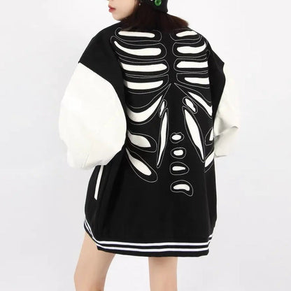 Free Shipping For 'Bone Lab' Patchwork PU Leather Bomber Jacket