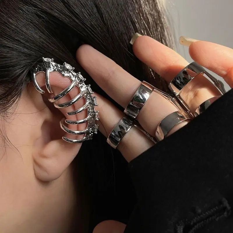 Free Shipping For 'Bones' Non-piercing Dark Goth Ear Cuffs