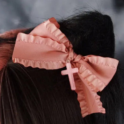 Free Shipping For Cat Ears E-girl Pink Bow Hair Pins