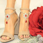 RUBY - rhinestone teardrop jewel  wedding ankle bracelet red