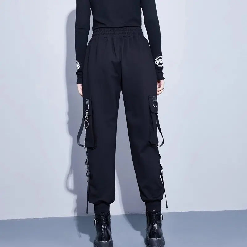 Free Shipping For'Bullets' Dark High Waisted Cargo Pants