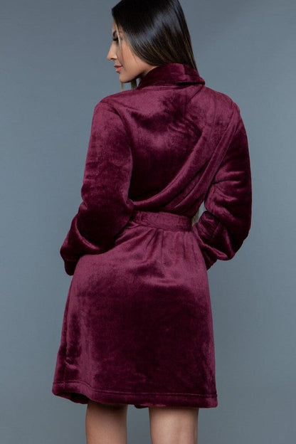 Free Shipping For Burgundy Mid-Length Push Robe