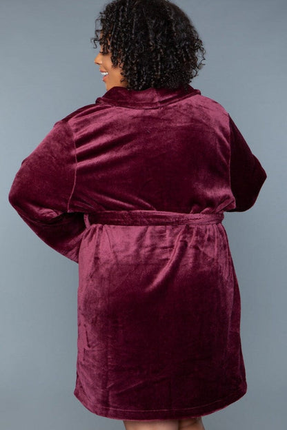 Free Shipping For Burgundy Mid-Length Push Robe