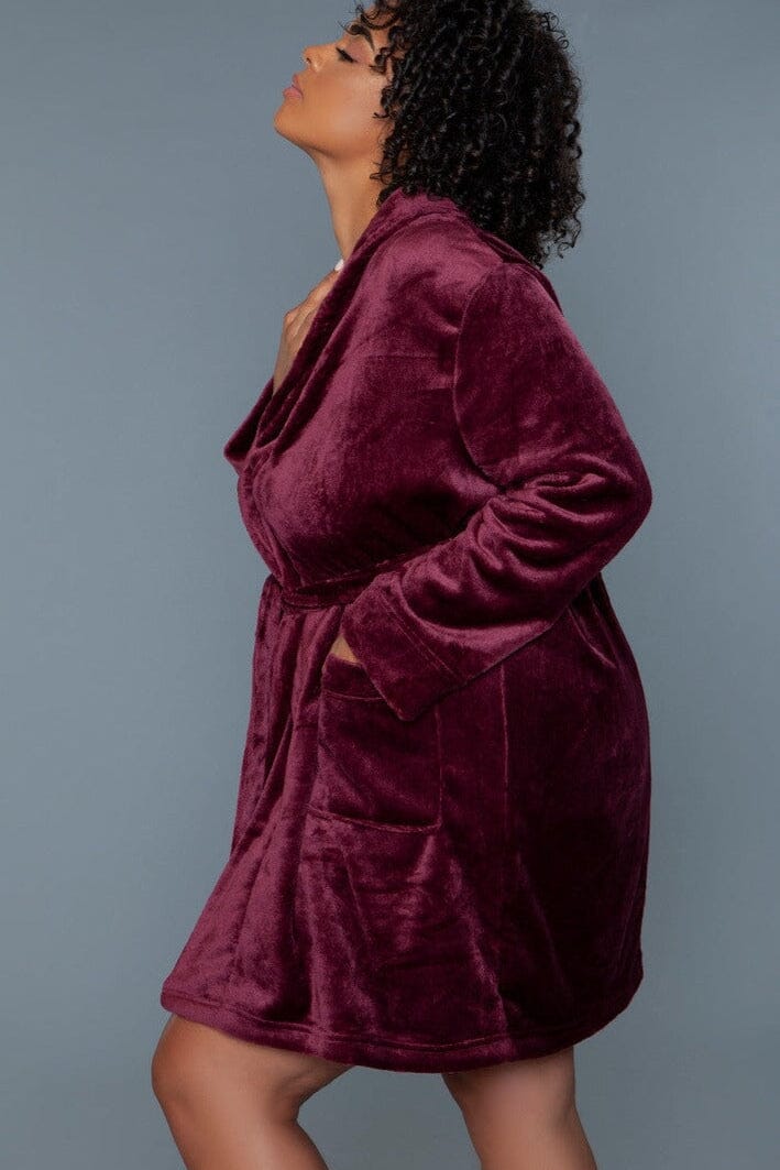 Free Shipping For Burgundy Mid-Length Push Robe