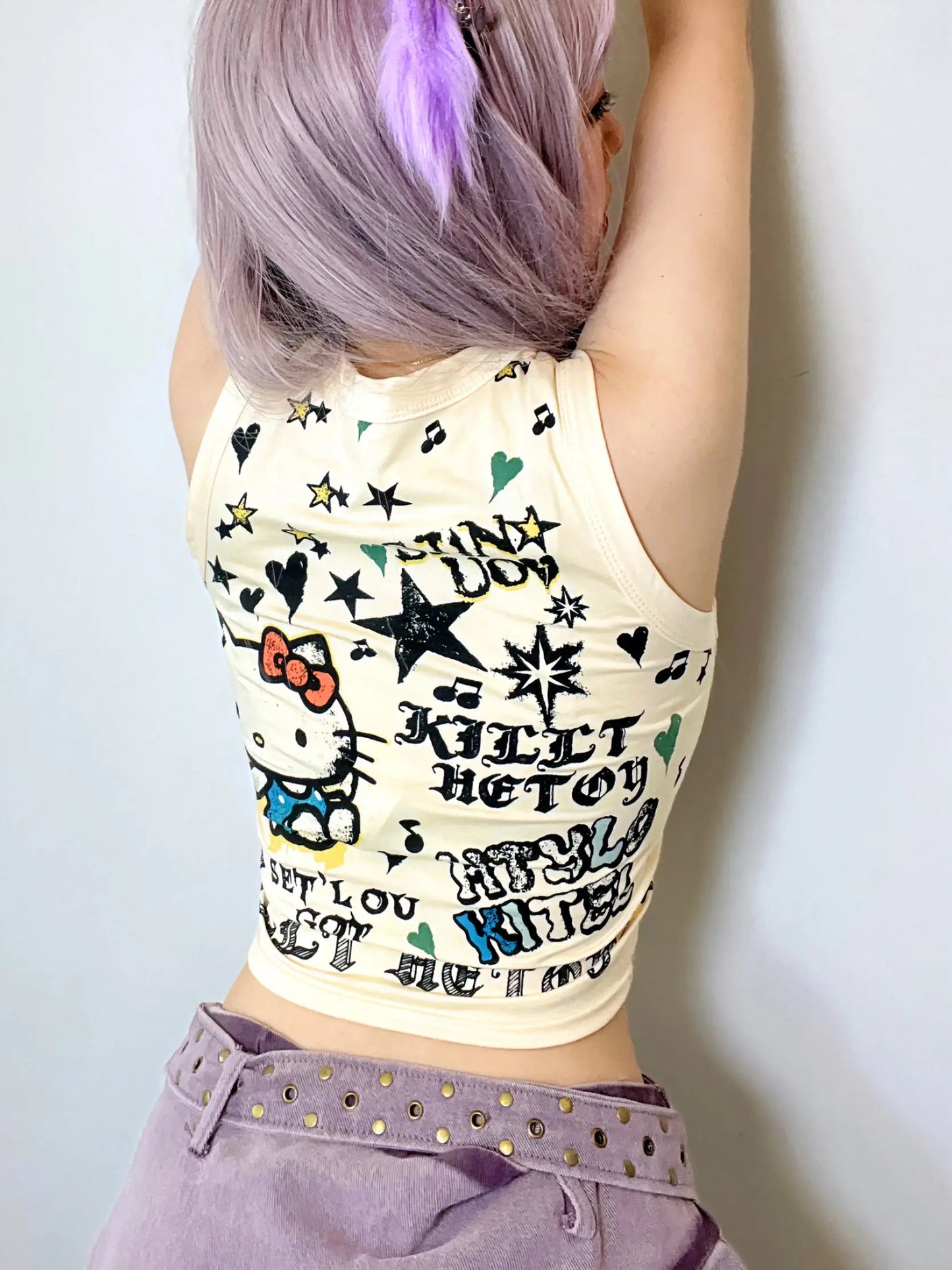 Free Shipping For 'Butter' Y2k Kawaii Kitten Graffiti Tank Top