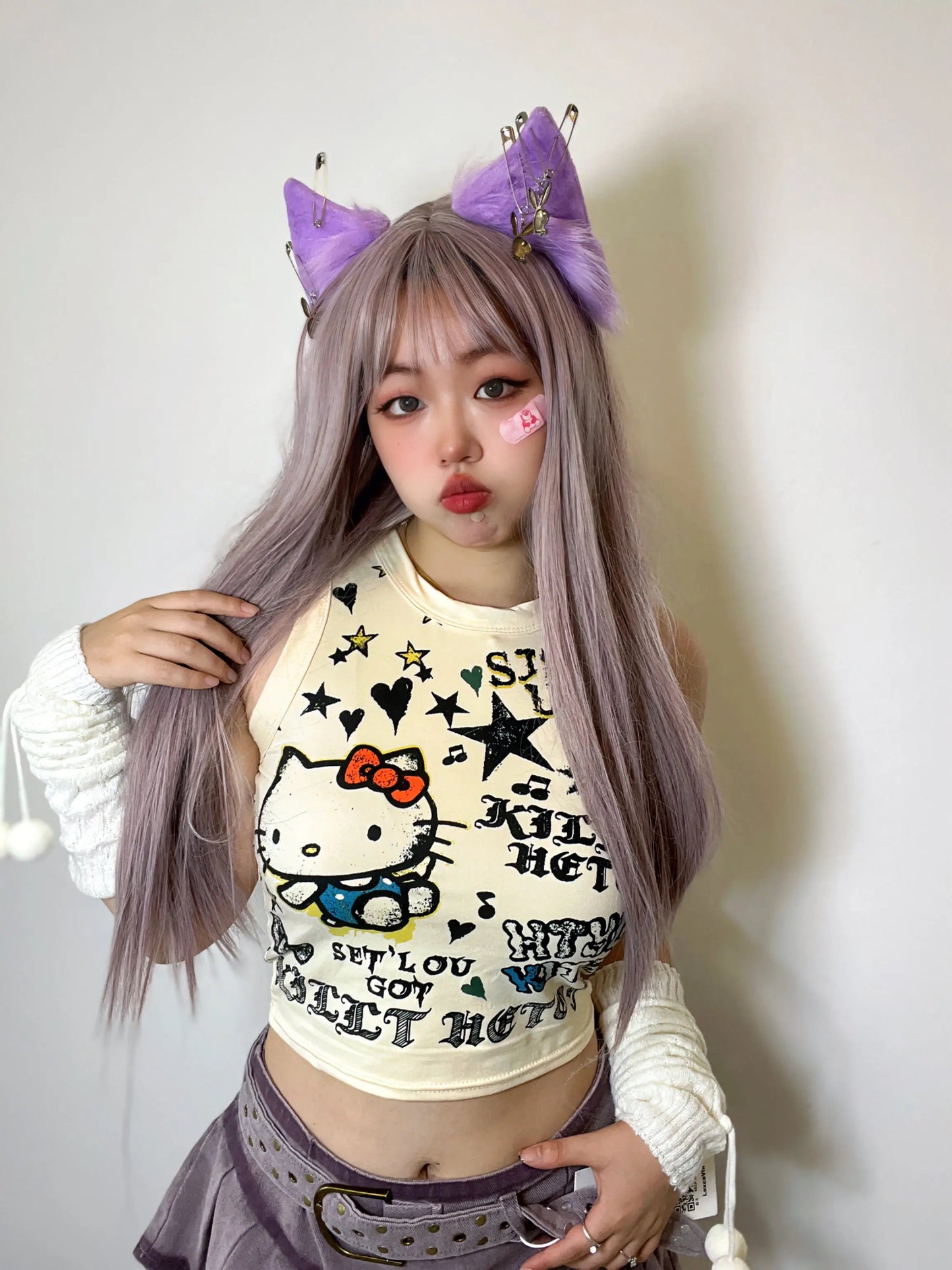 Free Shipping For 'Butter' Y2k Kawaii Kitten Graffiti Tank Top