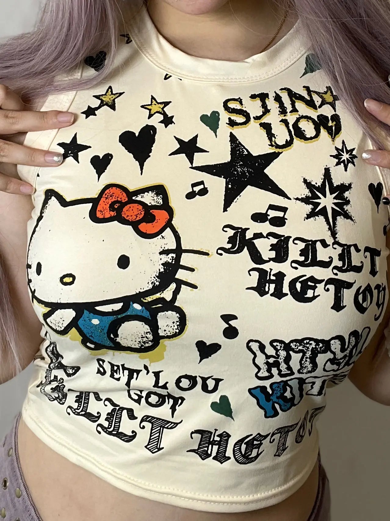 Free Shipping For 'Butter' Y2k Kawaii Kitten Graffiti Tank Top