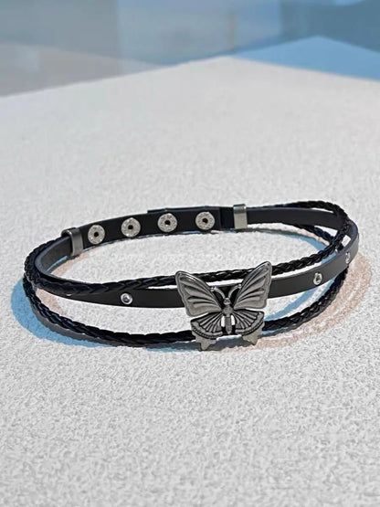 Free Shipping For 'Wilderness' Dark Leather Butterfly Choker Necklace Set