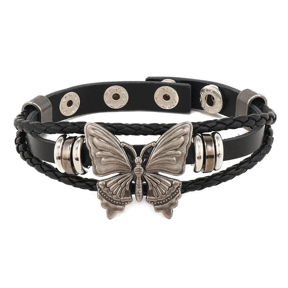 Free Shipping For 'Wilderness' Dark Leather Butterfly Choker Necklace Set