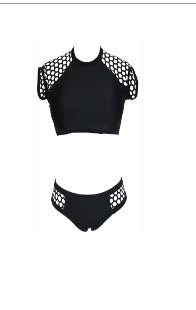 Free Shipping Clearence Hollow Patchwork Solid Two Pieces Swimwear Bikini Set
