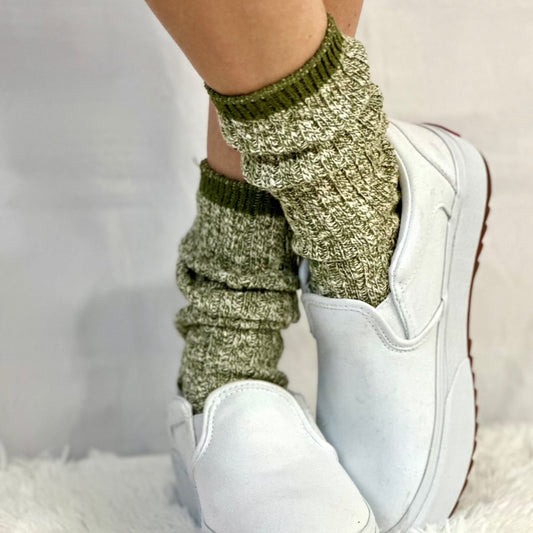 MARLED cotton short boot socks - olive