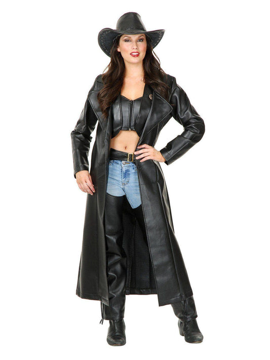 Free Shipping For Adult Ladies Leather Duster Costume