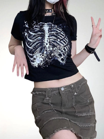 Free Shipping For 'CT' Dark Punk Body Cage Graphic Tees