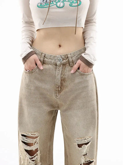 Free Shipping For 'Cactus' Grunge Oversized Distressed Ripped Denim Pants