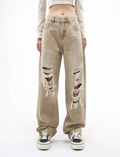 Free Shipping For 'Cactus' Grunge Oversized Distressed Ripped Denim Pants