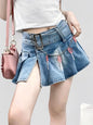 Free Shipping For 'Candy Bar' Low Waist Buck Denim Split Skirts