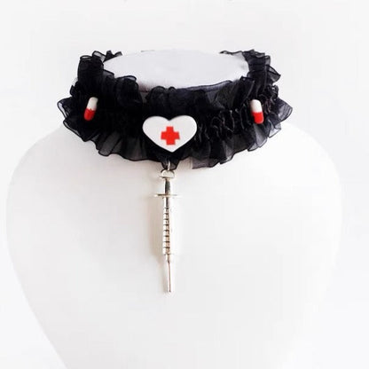 Free Shipping For 'Caregiver' Ruffled Pills & Needles Choker