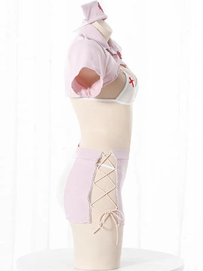 Free Shipping For 'Caring Babe' Nurse Lace Up Bikini Costume