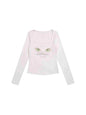 Free Shipping For 'Cat Eye' Anime Girl Square Neck Long Sleeves Shirts