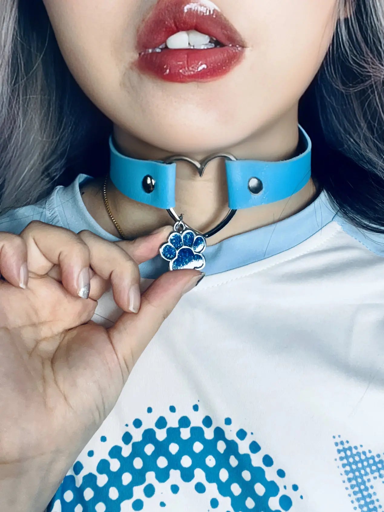 Free Shipping For 'Catfish' Kawaii Goth Squins Pendants Cat Paw Choker