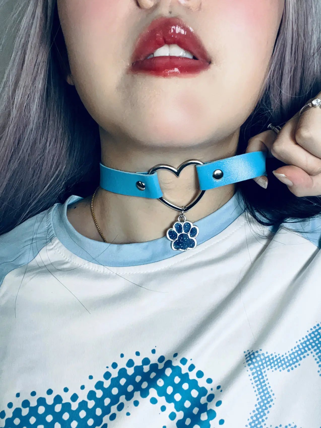 Free Shipping For 'Catfish' Kawaii Goth Squins Pendants Cat Paw Choker