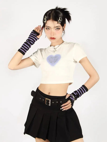 Free Shipping For 'Cave Girl' Grunge Printed Crop Gloves Shirts