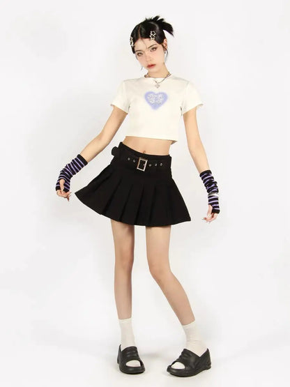 Free Shipping For 'Cave Girl' Grunge Printed Crop Gloves Shirts