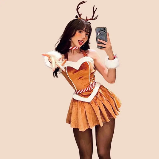 Free Shipping For 'Christmas Deer' Sexy Christmas Dress Deer Costume