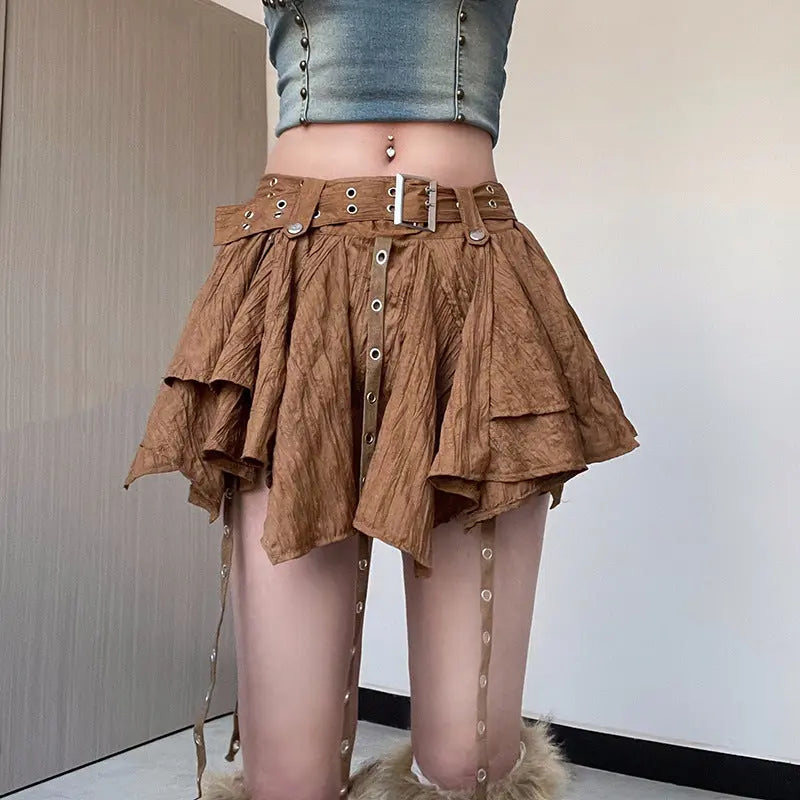 Free Shipping For 'Cinnamon' Grunge Maple Handy Hem Skirt