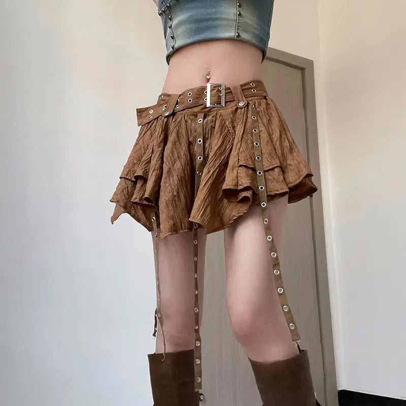 Free Shipping For 'Cinnamon' Grunge Maple Handy Hem Skirt