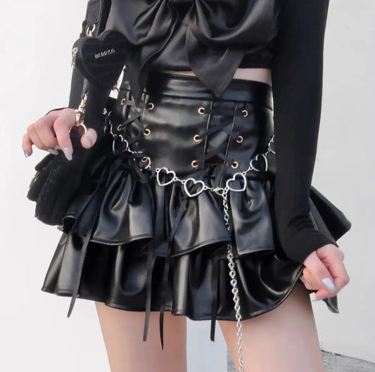 Free Shipping For 'Cocoa' Grunge Pu Leather Skirt