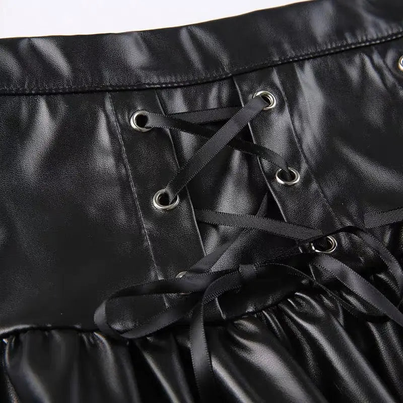 Free Shipping For 'Cocoa' Grunge Pu Leather Skirt