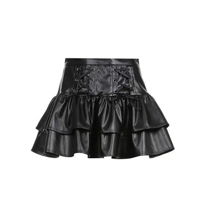 Free Shipping For 'Cocoa' Grunge Pu Leather Skirt