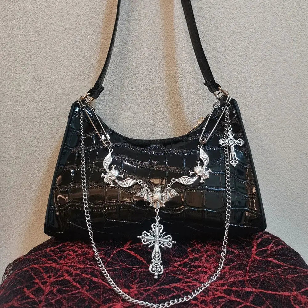 Free Shipping For 'Dark Blooded' Goth Alligatoring Underarm Bag