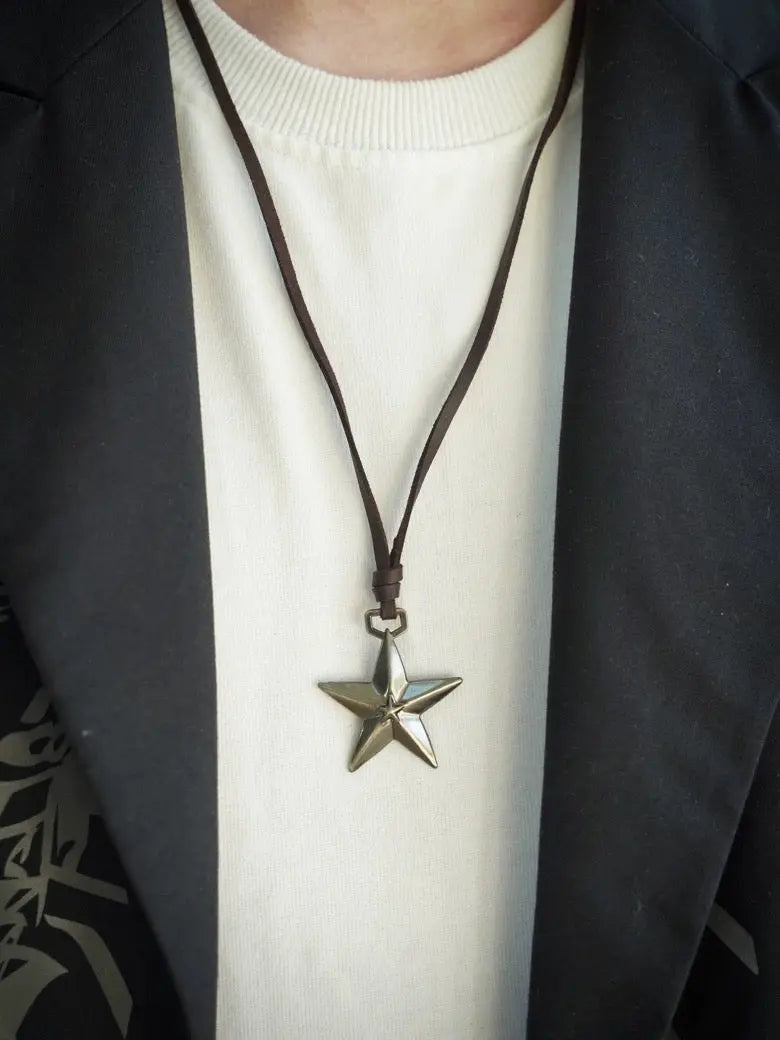 Free Shipping For 'Collision' Y2k Silver Star Rope  Necklace