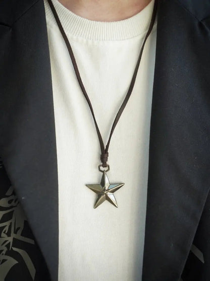 Free Shipping For 'Collision' Y2k Silver Star Rope  Necklace