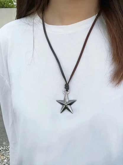 Free Shipping For 'Collision' Y2k Silver Star Rope  Necklace