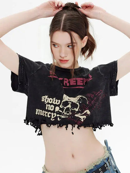 Free Shipping For 'Creepier' Dark Skull Ripped Graphic Shirts Tees