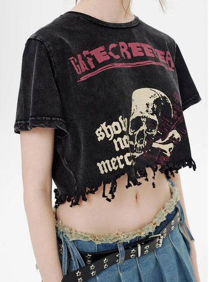 Free Shipping For 'Creepier' Dark Skull Ripped Graphic Shirts Tees