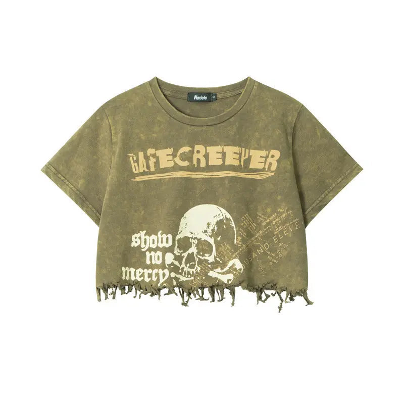 Free Shipping For 'Creepier' Dark Skull Ripped Graphic Shirts Tees