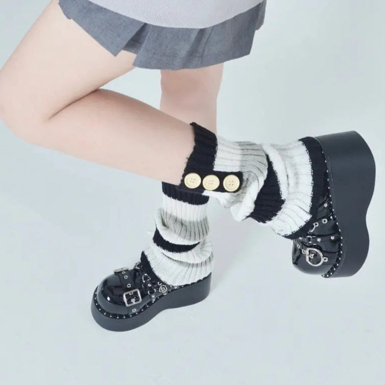 Free Shipping For 'Crepes' Kawaii Goth Striped Colorful Leg Warmers